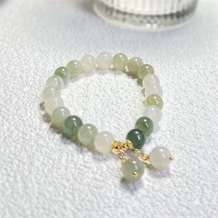 Buddha Stones天然グラデーション翡翠 豊穣の幸運ビーズチャームブレスレット