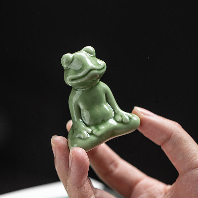 Buddha Stonesミニ 小型 瞑想 蓮 休憩 カエル 陶器 富 幸運 家庭用 ティーペット 置物 装飾