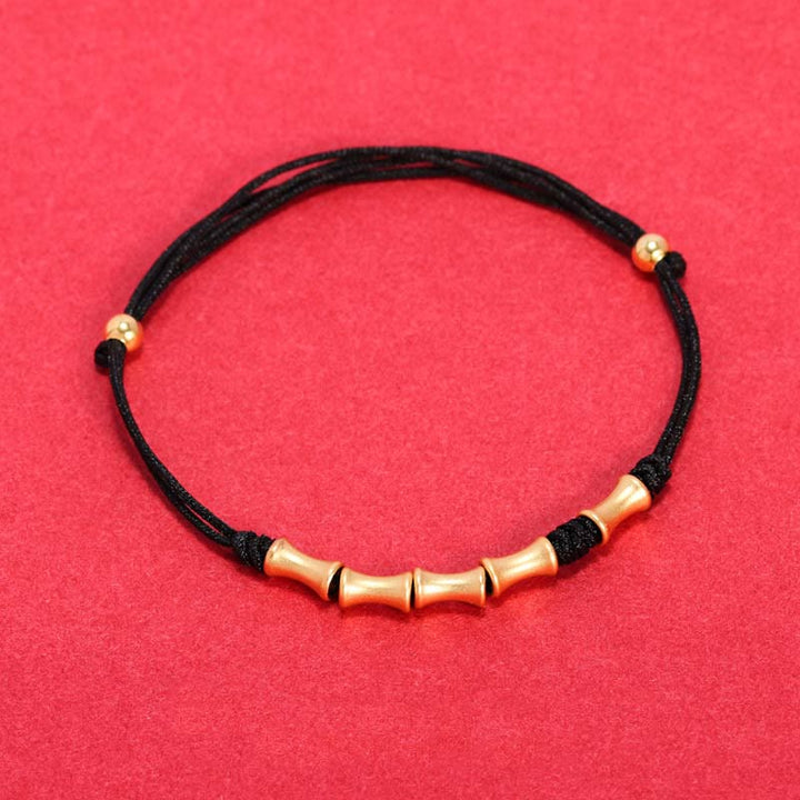 Buddha Stones925 スターリングシルバー 竹デザイン 守護幸運 編み込みブレスレット