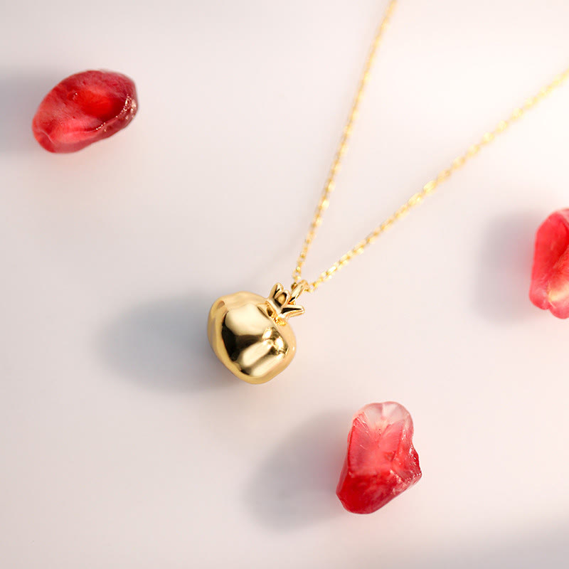 Buddha Stones 925スターリングシルバー 18Kゴールドメッキ ザクロガーネットクリスタル パッションチャームネックレスペンダント