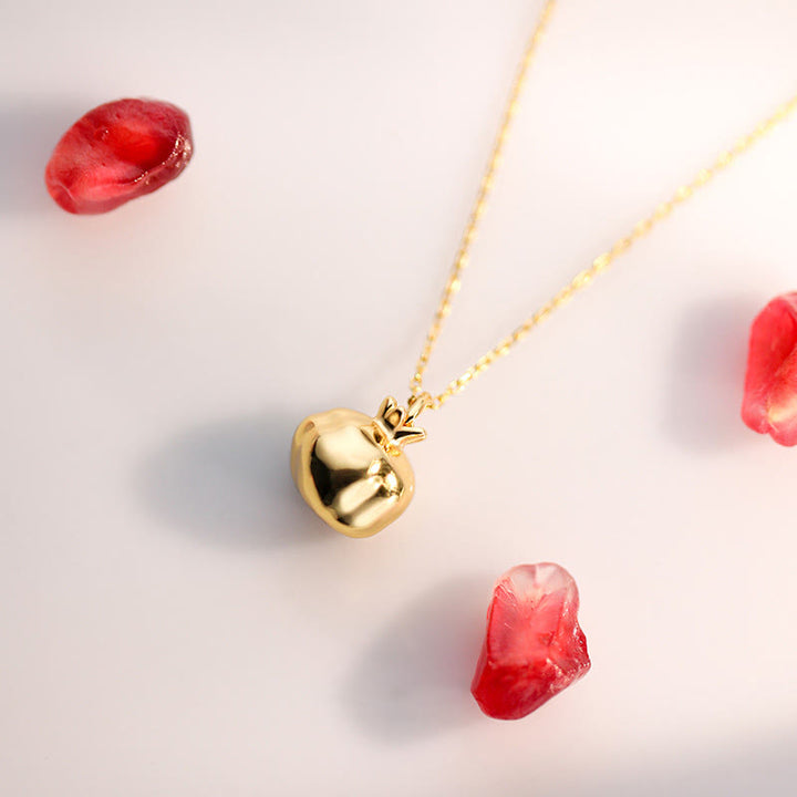 Buddha Stones 925スターリングシルバー 18Kゴールドメッキ ザクロガーネットクリスタル パッションチャームネックレスペンダント