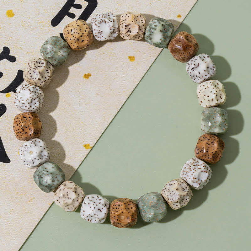 Buddha Stones天然 カラフル 菩提樹 縁起 富のブレスレット