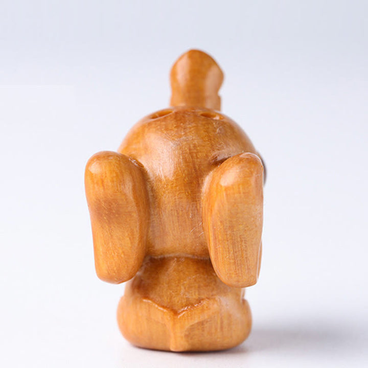 Buddha Stones白檀の小葉 紅檀 緑檀 幸運のミニ象の彫刻 守護装飾