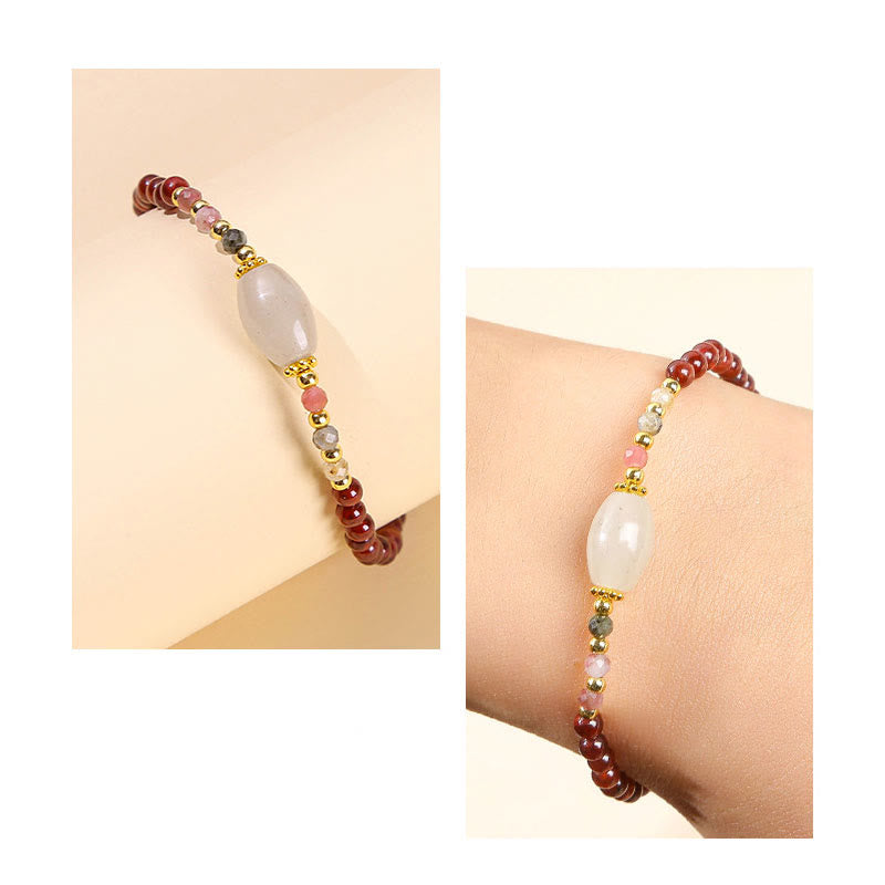 Buddha Stonesガーネット翡翠トルマリンビーズパッションブレスレット