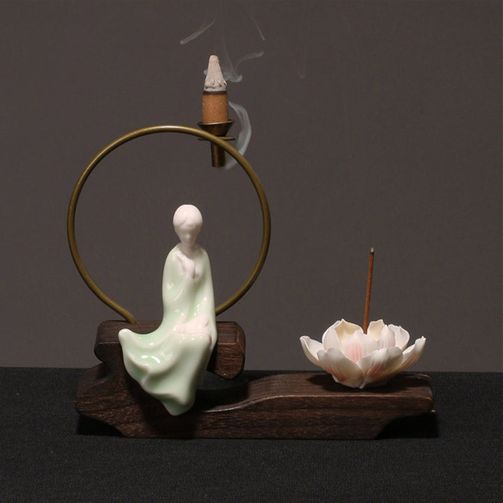 Buddha Stones陶器 蓮 癒し 瞑想 香炉 装飾