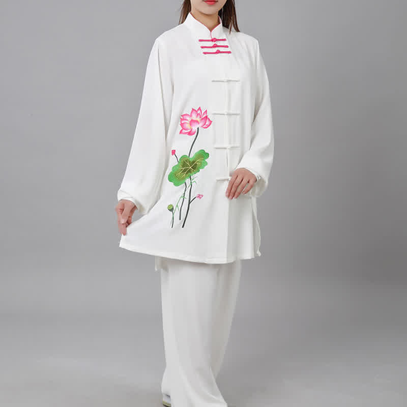Buddha Stones蓮の花 葉模様 太極拳 瞑想 祈り スピリチュアル 禅 練習 服 レディース セット - image 15