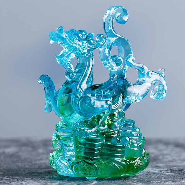 Buddha Stones風水 四大シンボル 青龍 ハンドメイド 琉璃クリスタルアート作品 ホームオフィス装飾