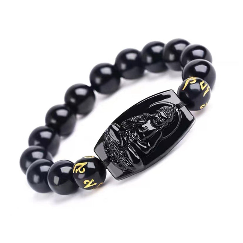 Buddha Stones、十二支、黒曜石の守護ブレスレット