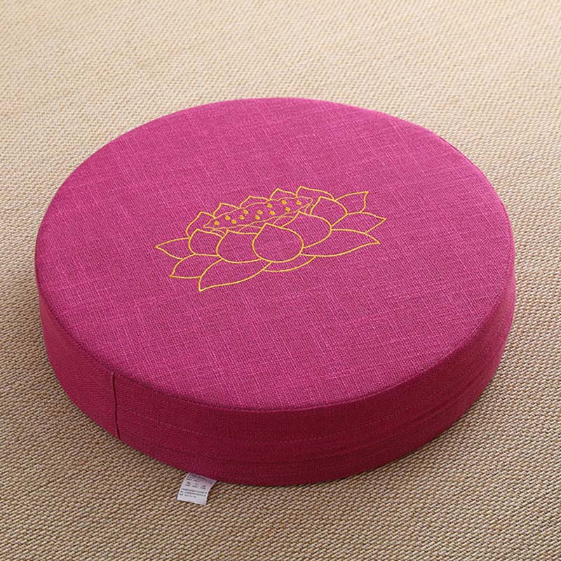 Buddha Stonesと蓮の刺繍入りコットンリネン瞑想用シートクッション - 柔らかい - 40cm×10cm - ホットピンク - image 23