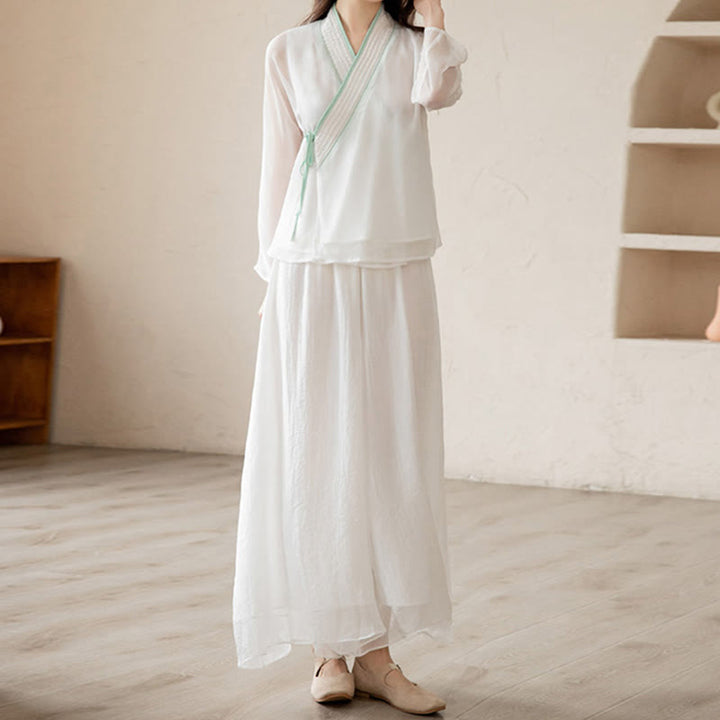 Buddha Stonesレトロ 祈り 禅 スピリチュアル 瞑想 練習 シフォン 服 レディース セット