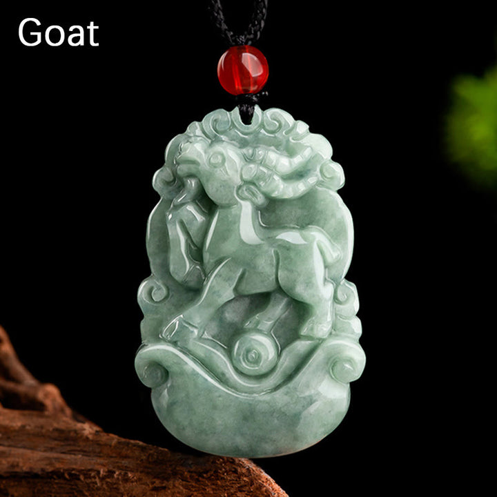 Buddha Stones天然グリーン翡翠 12星座 幸運 繁栄 ネックレス ペンダント - ヤギ - image 16