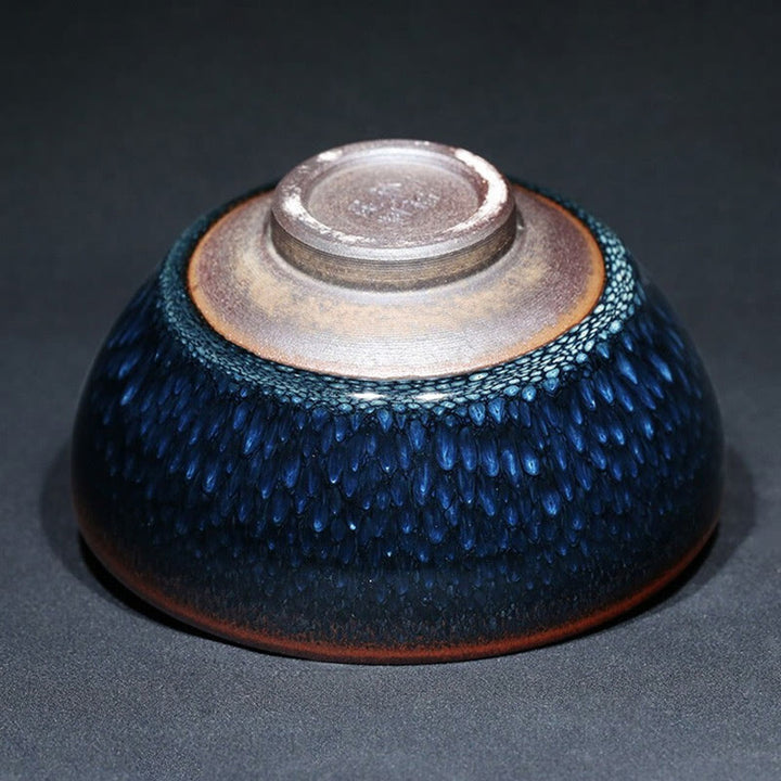 Buddha Stones手作り ブルーフランコリヌス スポット 中国 Jianzhan 陶器 ティーカップ カンフー ティーカップ ボウル
