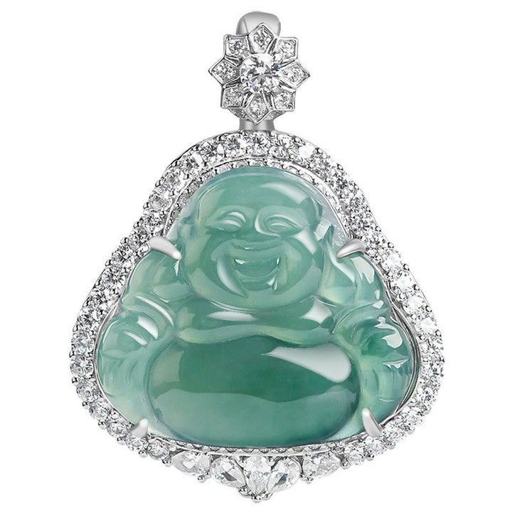 Buddha Stones925スターリングシルバー 笑う仏陀 天然翡翠 幸運の豊かさ チェーンネックレスペンダント - image 7