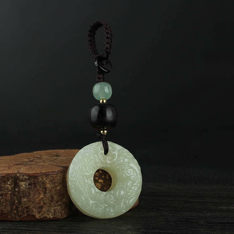 Buddha Stones翡翠 平和 バックル 豊穣 富のキーチェーン