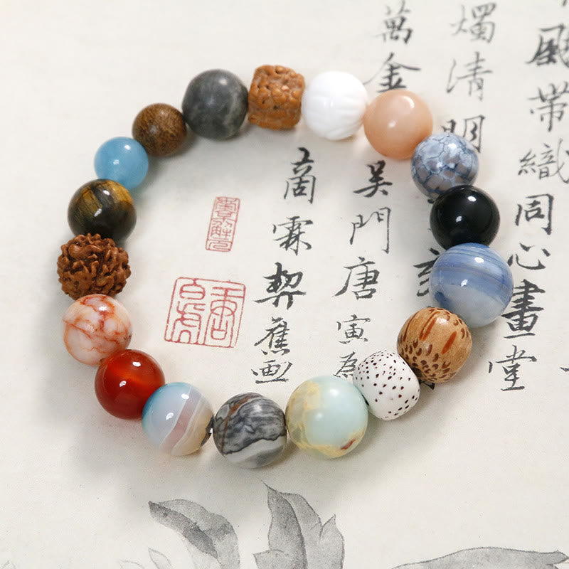 Buddha Stones天然菩提樹の水晶石 瑪瑙 悪霊除けブレスレット