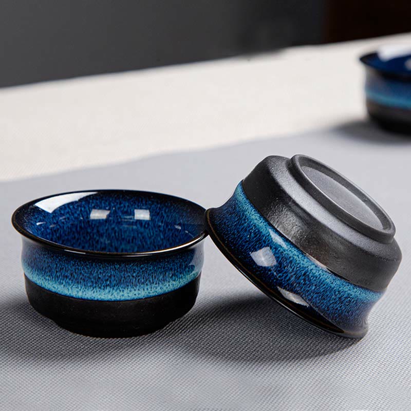 Buddha Stonesブルーグラデーションカラー 中国功夫茶 陶器ティーポット ポータブルギフトバッグボックスセット