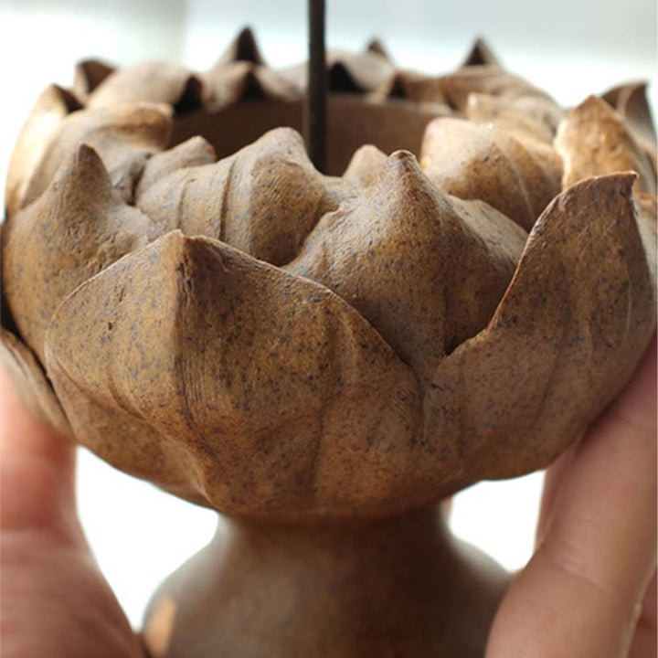 Buddha Stones蓮の花 陶器 キャンドルホルダー 香炉 家の装飾