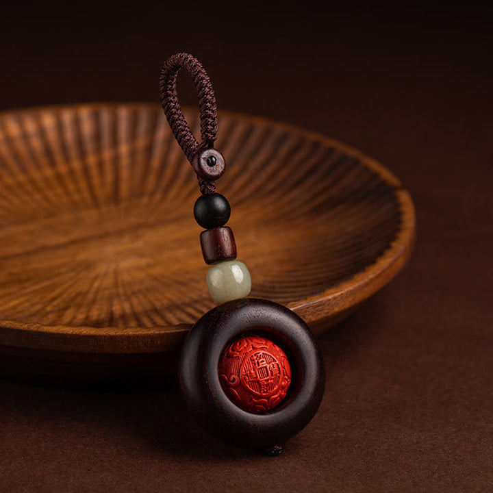 チベットのBuddha Stones、Om Mani Padme Hum、貔貅（ピクシウ）銅貨、小葉、紅檀、辰砂、守護キーチェーン