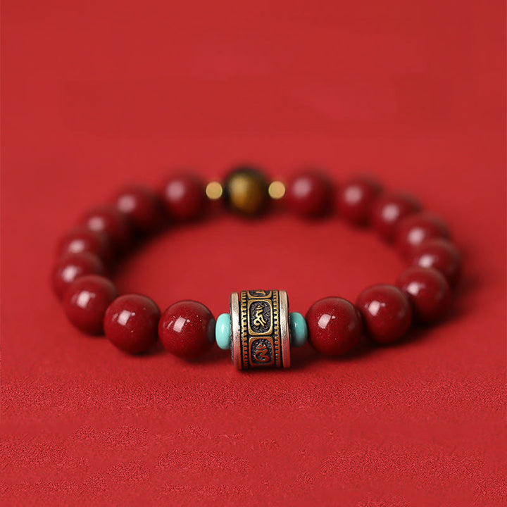 Buddha Stones925スターリングシルバー十二支誕生仏辰砂オーム・マニ・パドメ・フムカームブレスレット
