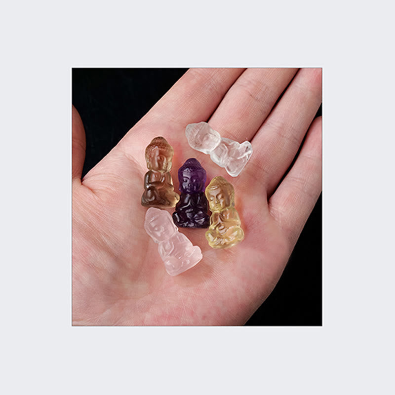 Buddha Stones各種クリスタルアメジストピンククリスタルホワイトクリスタルシトリン仏像彫刻スピリチュアルヒーリングネックレスペンダント装飾
