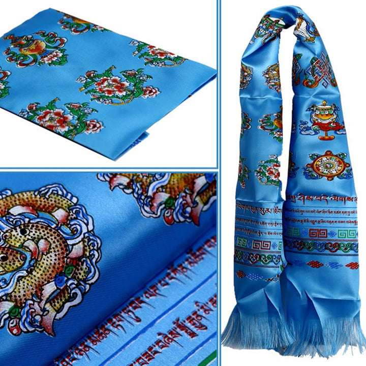 チベットの幸運の祝福のBuddha Stones5色カター装飾 - image 4