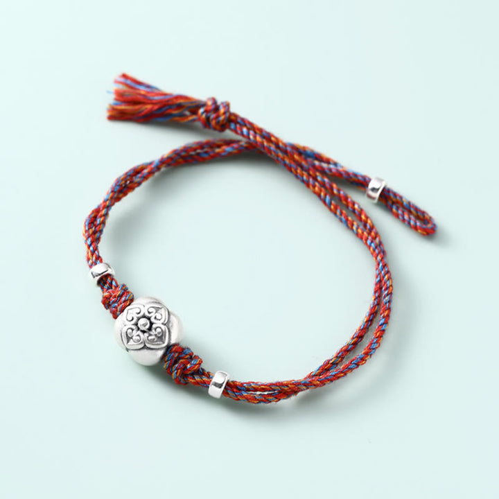 Buddha Stones999 スターリングシルバー 柿 幸運 マルチカラー 編み込みブレスレット