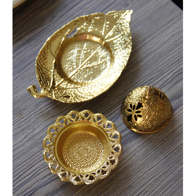 チベットの金箔ミニコースター瞑想用香炉