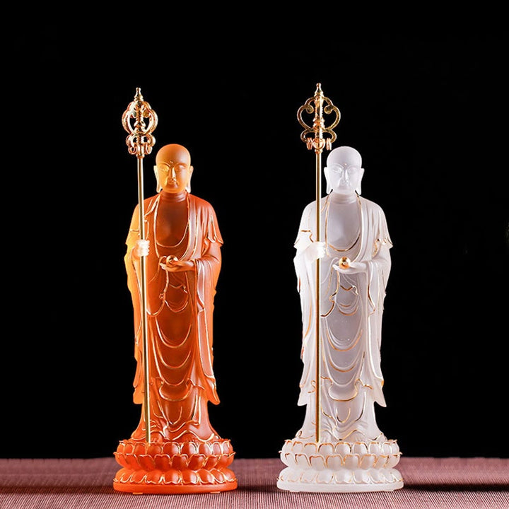 Buddha Stonesハンドメイド 地蔵菩薩像 琉璃クリスタルアートピース 静寂の像 室内装飾