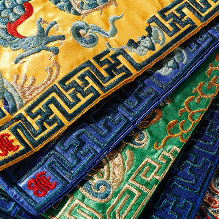 Buddha Stones鳳凰 龍 麒麟 刺繍 カップマットパッド ティーカップコースター スクエア カンフーティーマット