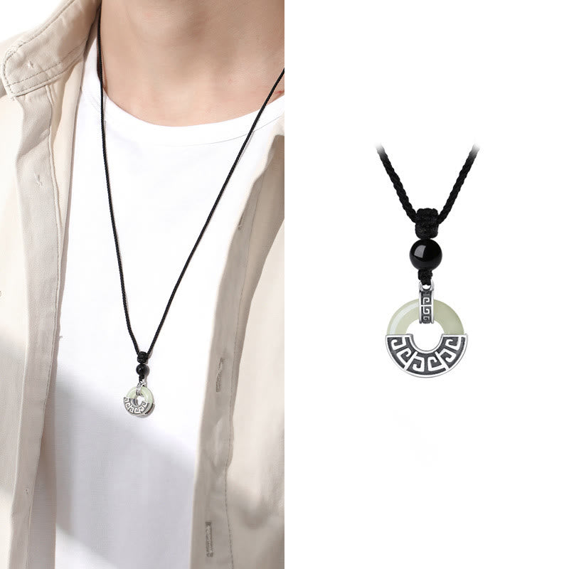 Buddha Stones925スターリングシルバー 天然和田翡翠 平和バックル 繁栄のネックレスペンダント