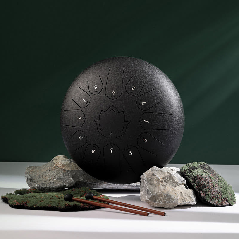 Buddha Stonesスチールタンドラム サウンドヒーリング マインドフルネス ロータスパターン ヨガドラムキット 13ノート 12インチ 打楽器