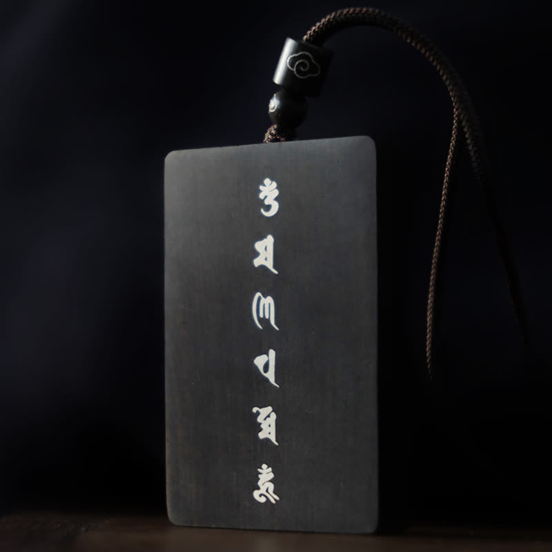 Buddha Stones999 スターリングシルバー小葉紫檀黒檀オーム・マニ・パドメ・フム象嵌 守護ネックレスペンダント - image 17