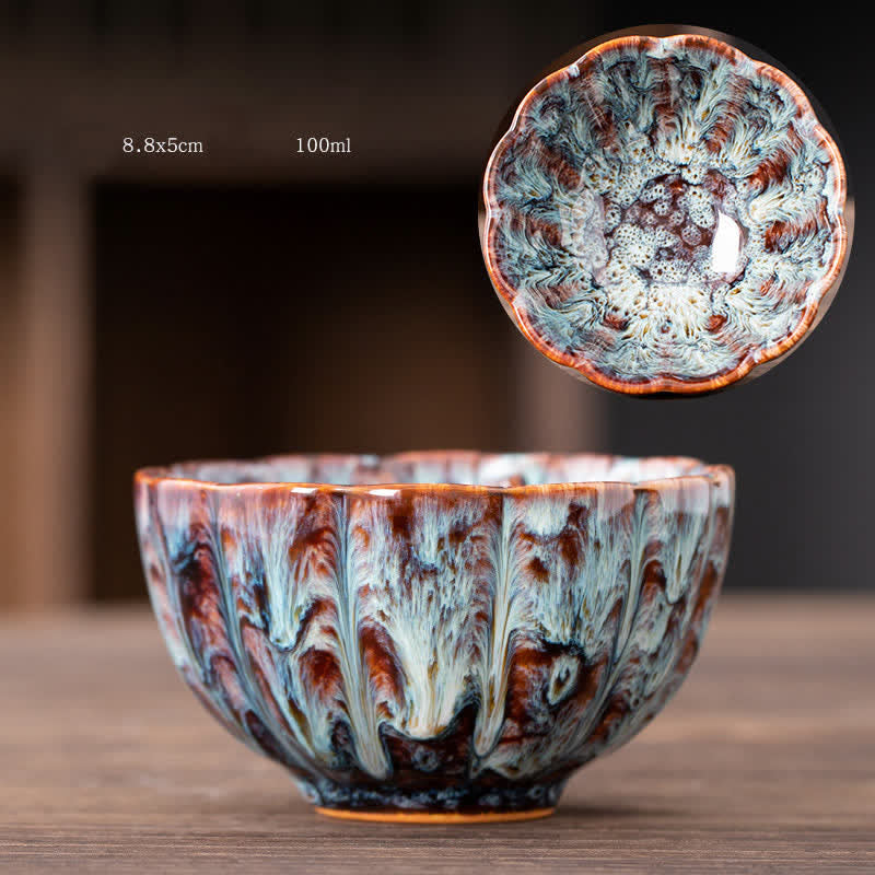Buddha Stones桃の花模様 陶器 ティーカップ 花 ティーカップ