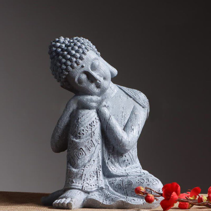 Buddha Stonesチベットの瞑想仏 静寂の樹脂像 装飾