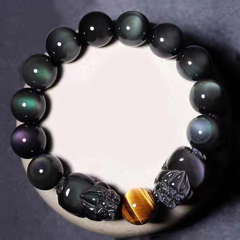 Buddha Stones風水貔貅レインボーオブシディアンヒーリングブレスレット