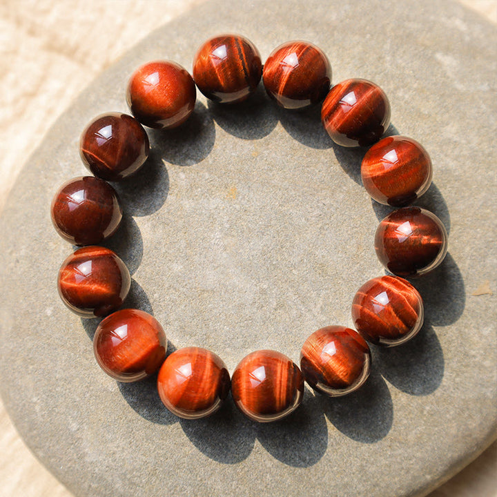 Buddha Stones天然タイガーアイヒーリングビーズブレスレット - 14mm - image 0