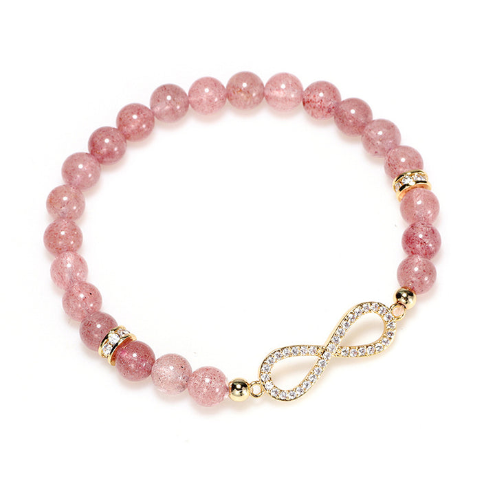 Buddha Stonesナチュラルストロベリークォーツ ポジティブヒーリングブレスレット