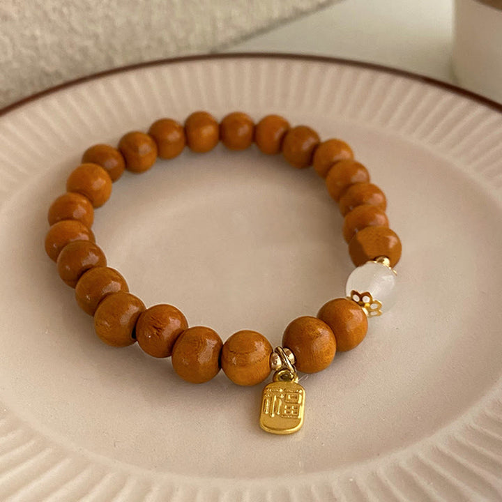 Buddha Stones白檀 キャッツアイ 福 キャラクター チャーム 守護 ブレスレット