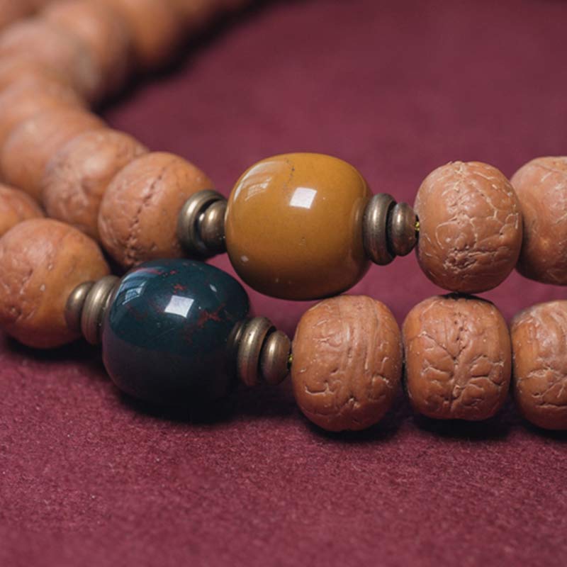 Buddha Stones108 個入りMalaビーズ 菩提樹種 ビーズ 平和 タッセル ブレスレット
