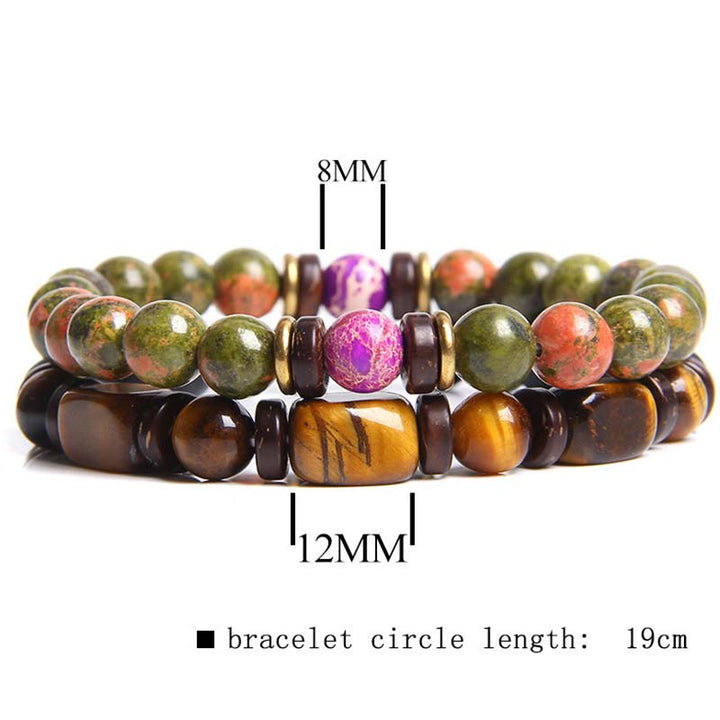 Buddha Stones2個入り ヒーリングクリスタル エンペラーストーン タイガーアイ ビーズブレスレット