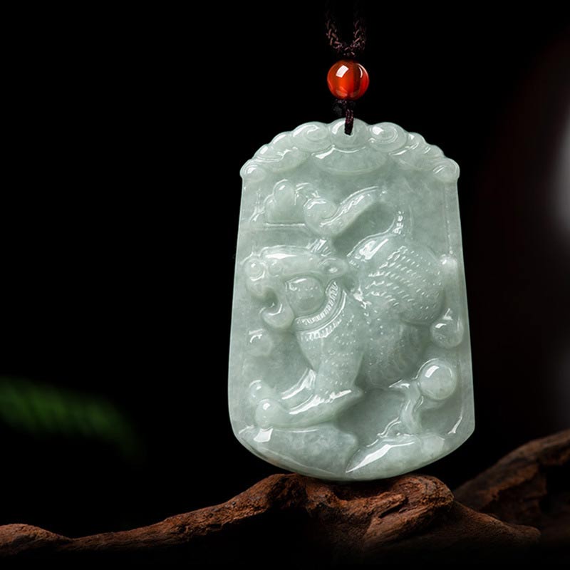 Buddha Stones天然翡翠12星座の豊穣のお守りペンダントネックレス