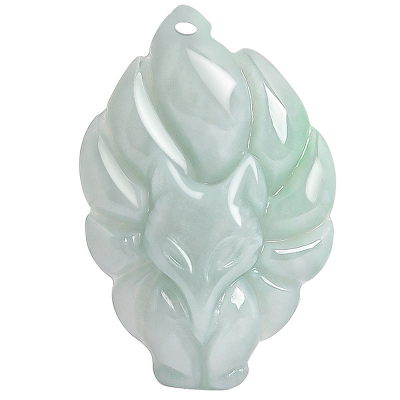Buddha Stones天然翡翠九尾狐幸運繁栄ネックレスペンダント