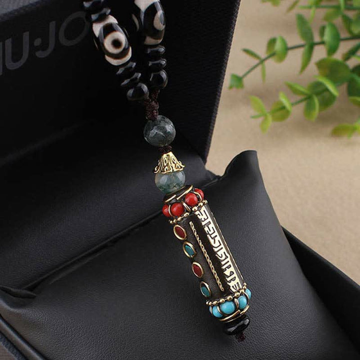 Buddha Stonesチベットオーム・マニ・パドメ・フムビーズウェンジウッドネックレスペンダント - image 10