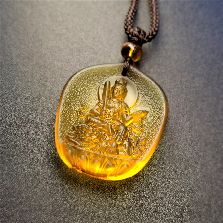 Buddha Stones十二支誕生仏の祝福 劉里 クリスタル 慈悲のネックレス ペンダント - 兎文殊菩薩 - image 5