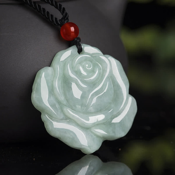 Buddha Stones蓮の模様 翡翠 豊穣 繁栄 ネックレス ストリングペンダント