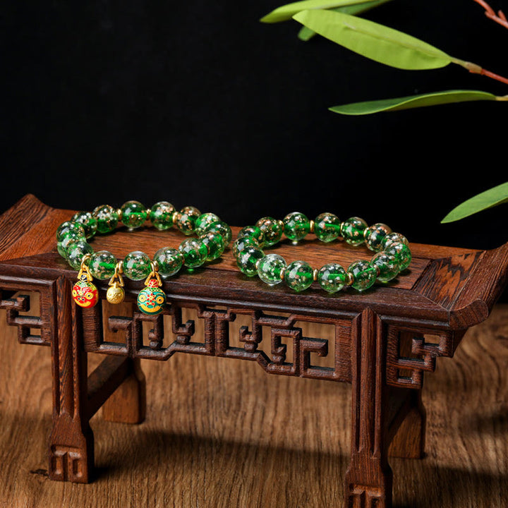 Buddha Stones金呑み獣ファミリーチャーム 光る蛍光Liuliガラスビーズ 成功ブレスレット