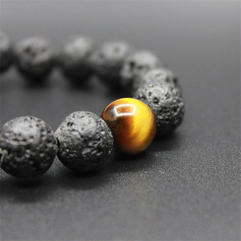 Buddha Stones溶岩石 タイガーアイ 石 平和ヒーリングブレスレット - image 2