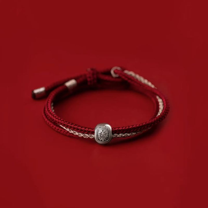 Buddha Stones925 スターリングシルバー チベット ザキラム 富と幸運の女神 ロープブレスレット