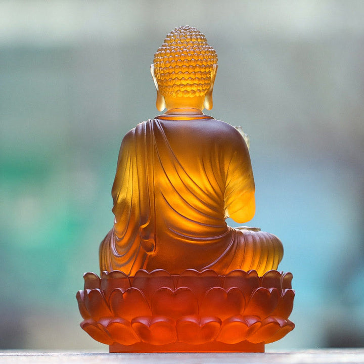 Buddha Stones手作り 釈迦牟尼仏 瑠璃水晶アート作品 慈悲の像 自宅 オフィス 供物 装飾