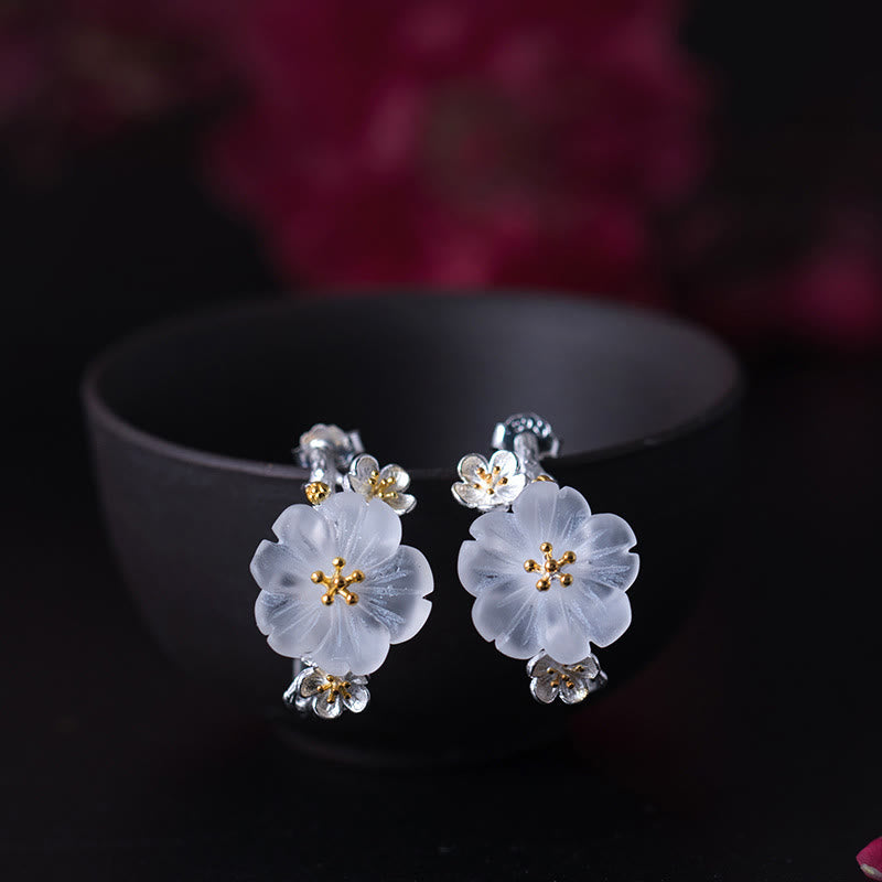 Buddha Stones925スターリングシルバー 梅の花 フローラルブレッシングイヤリング